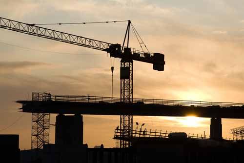 A construction team builds a bridge